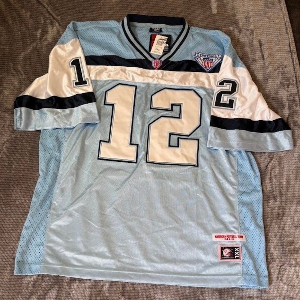 Delf American Football Team ENT Jersey 12 Light Blue Mesh V-Neck Mens 2XL NWT